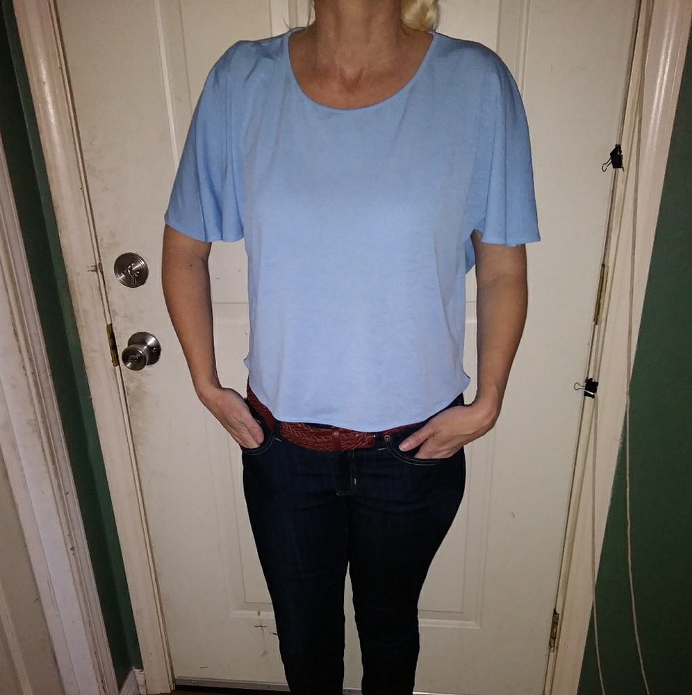 Pretty Blue Zara Batwing M top